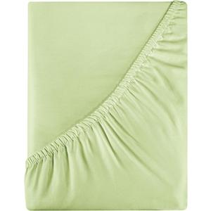 Royale Linens 400 Thread Count 100% American Grown Cotton Fitted Sheet Full Size - All Around Elastic Fitted Sheet - Luxury Sateen Weave - Snug Fit Bottom Sheet Fit Up to 16" (Full, Florentine Sage)