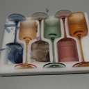 Vintacicle Colored Square Glasses Set of 6, Elegant Ribbed Design Colorful Crystal Glassware with Long Stem, 11.5oz Hand Blown Stemware For Red & White Home Bar Party- Multicolour