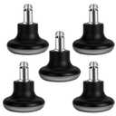 Bell Glides Replacement Office Chair Feet Swivel Caster Wheels to Fixed Stationary Castors, Short Profile with Separate Self Adhesive Felt Pads Black 5pcs