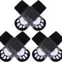 EXPAWLORER 6PCS Anti-Slip Dog Socks to Prevent Licking Paws,Dog Shoes for Hot Pavement,Best Paw Protector Traction Control on Hardwood Floor,Dog Booties for Puppy Small Medium Large Senior Dogs (Grey)
