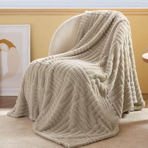 Bedsure Beige Throw Blankets for Couch - Super Soft Blanket for Bed, Cozy Fleece Throw for Girls Women, Warm Cute Small Gift for Spring, 50x60 Inches
