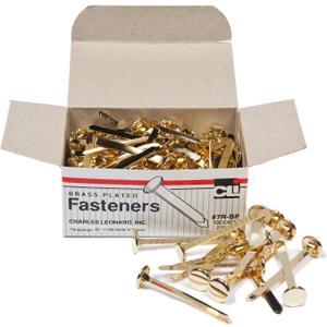 Charles Leonard Fasteners, Round Head, Brass Plated, 2 Inch Shank, 12 MM Head, 100-Pack (7R-BP)