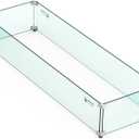 Skyflame Linear Fire Pit Wind Guard 40.5" x 12.5" Thick Tempered Glass Firepit Screen/Clear Shields for Propane Fire Pit Table