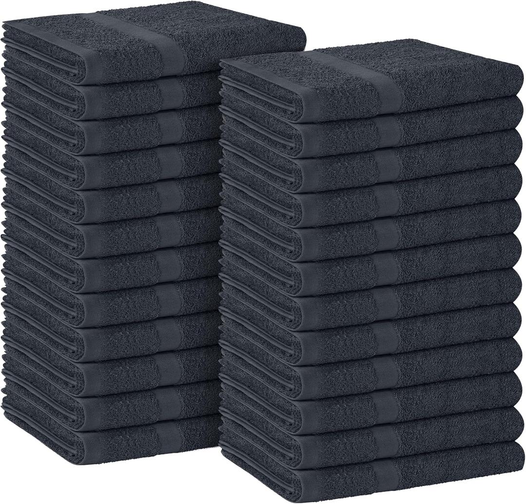 Avalon Towels Salon Towel - Grey Hand Towels Bulk Pack of 24 - 100% Cotton Absorbent Spa, Facial & Gym Towel for Working Out - 16x27 Inches (Not Bleach Proof)