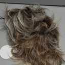 LEOSA Short Ombre Blonde Wig with Bangs for White Women Highlight Brown Pixie Cut Wig Synthetic Wavy Curly Light Blonde Mixed Brown Layered Natural Hair Fluffy Heat Resistant