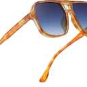 Freckles Mark Retro Aviator Sunglasses for Mens Womens Double Bridge Vintage 70s Square Glasses (Black+yellow Tortoise+brown Tortoise)