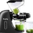 Fretta Juicer Machines, Cold Press Juicer, BPA Free Masticating Juicer Machines Vegetable and Fruit, 3-Inch Wide Feeding Chute, Easy to Clean,Quiet and Strong DC Power, 200W(Black)