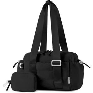 SKYSPER Mini Gym Bag for Women, Small Duffle Bag with Wet Compartment - Super Lightweight, Tiny & Compact Workout Bag for Sports, Travel, Includes Coin PurseBlack