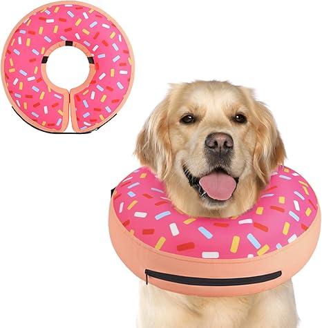 Supet Inflatable Dog Cone Collar Alternative After Surgery, Doggie Neck Donut Collar Recovery E Collar, Soft Dog Cone for Small Medium Large Dogs