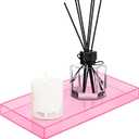 ROYALITA Acrylic Tray Bathroom Tray for Countertop, Guest Towel Holder Tray for Napkin Perfume Jewelry Makeup, Vanity Trays for Soap Dispenser, Aromatherapy, Cup & Candle, Pink