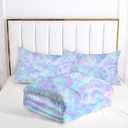 kxry Blue and Purple Galaxy Gradient Glitter Color Comforter Sets Queen Size Tie Dye Ombre Glitter Bedding Sets Rainbow Bedding Quilt for Kids Teen Girls 1 Comforter+ 2 Pillowcases