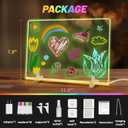 19 Highlighter,Led Note Board with Colors,11.8"X7.9",4 Modes & 7 Colors Lumiboard Led Drawing Board for Kids,Light Up Sign,Acrylic Dry Erase Board with Stand,Include Adapter,Hanging Chain,Spray Bottle