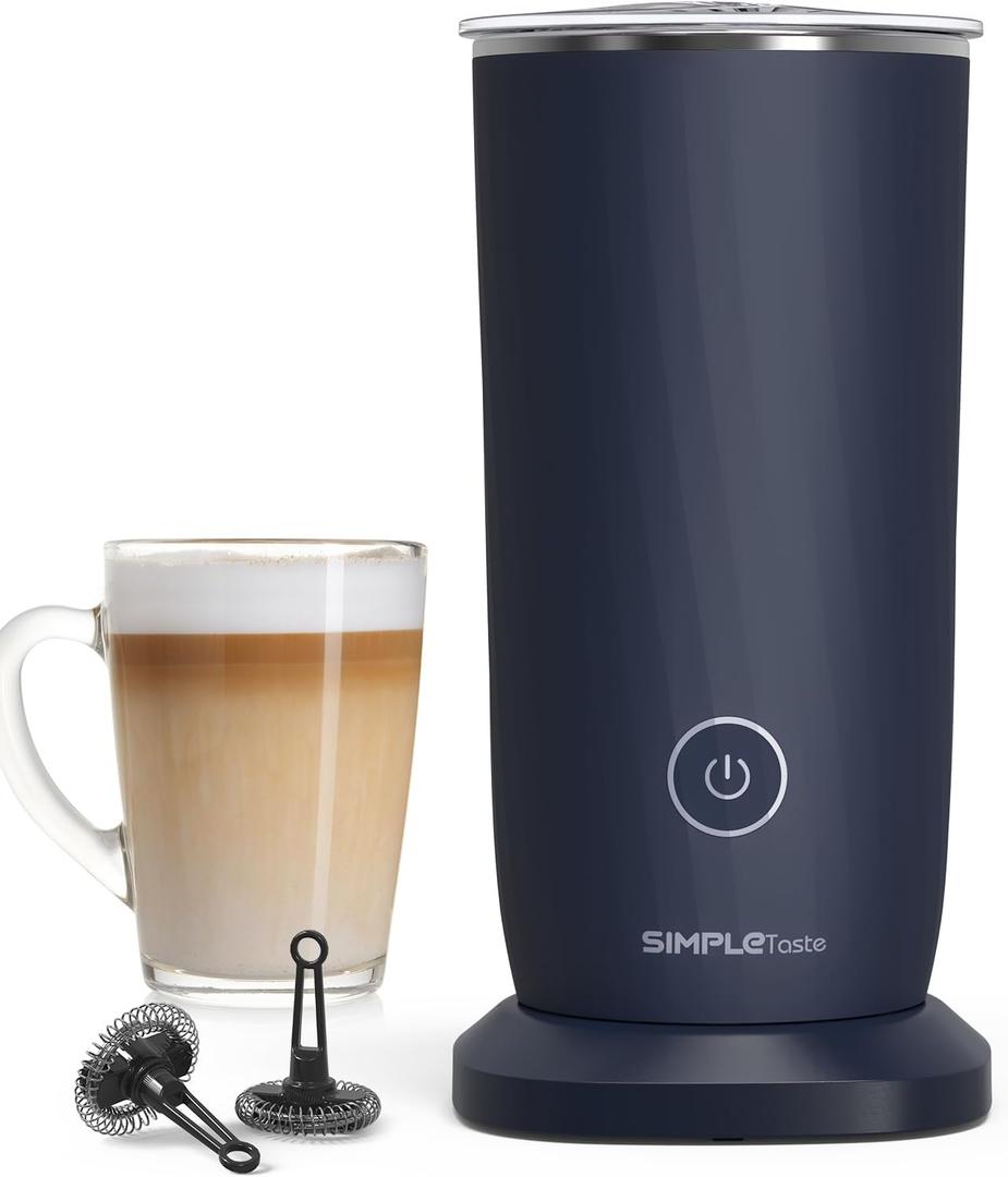 SIMPLETASTE Milk Frother, 4in1 Electric Milk Frother and Steamer, Automatic Warm and Cold Foam Maker and Milk Warmer for Latte, Cappuccinos, Dark Blue