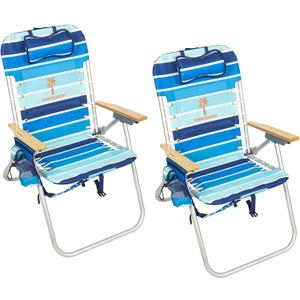 Tommy Bahama Hi-Boy 17" Seat Height 4-Position Lace-Up Suspension Folding Beach Backpack Chair