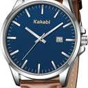 Watches for Men, Minimalist Fashion Mens Leather Strap Watch, Classic Analog Quartz Watches with Date, Daily Waterproof Dress Watch, Gifts for Men