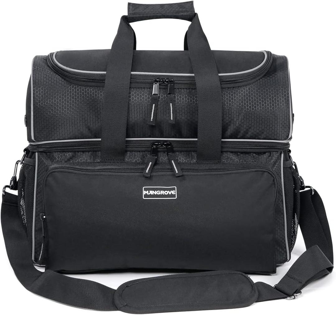 Mangrove 2 Ball Bowling Bag - Double Bowling Ball Bag with Dual Padded Holder & Mutiple Pockets - Fits Shoes Up to Mens Size 16 and Accessories (Black)