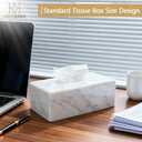 Natural Marble Tissue Box Cover, Carrara White Tissue Organizer 10 x 5.7 x 3.5 inch, Heavy Stone Decorative Box, Rectangle Tissue Box Holder for Home Decor, Kitchen, Bathroom, Bedroom