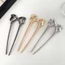 3 x 3PCS French Bow Twist Hair Pins for Women,Vintage U Shaped Black Silver Gold Metal Hair Forks for Long Thick Hair,2 Long Prong Chignon Hair Sticks for Bun,Large Cute Long Hairpins for Updos