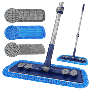 FORSPEEDER Microfiber Mops for Floor Cleaning  Dust Mop for Hardwood Floors with 55” Adjustable Handle 3 Thickened Washable Pads  Wet Dry Mopping for Pet Hairs Walls Tile Wood Laminate Home Kitchen