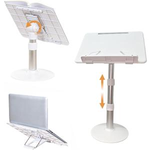 Book Stand for Reading Hands Free Height Adjustable,Laptop Stand for Desk,Ergonomic Cookbook Stand Recipe Book Holder with Elastic Page Clips for Magazines, Tablets