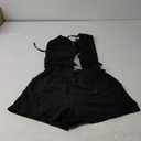 SHENHE Women's Sexy 2 Piece Outfits Linen Set Backless Halter Neck Tie Front Vest and Shorts Y2k Set Black X-Small