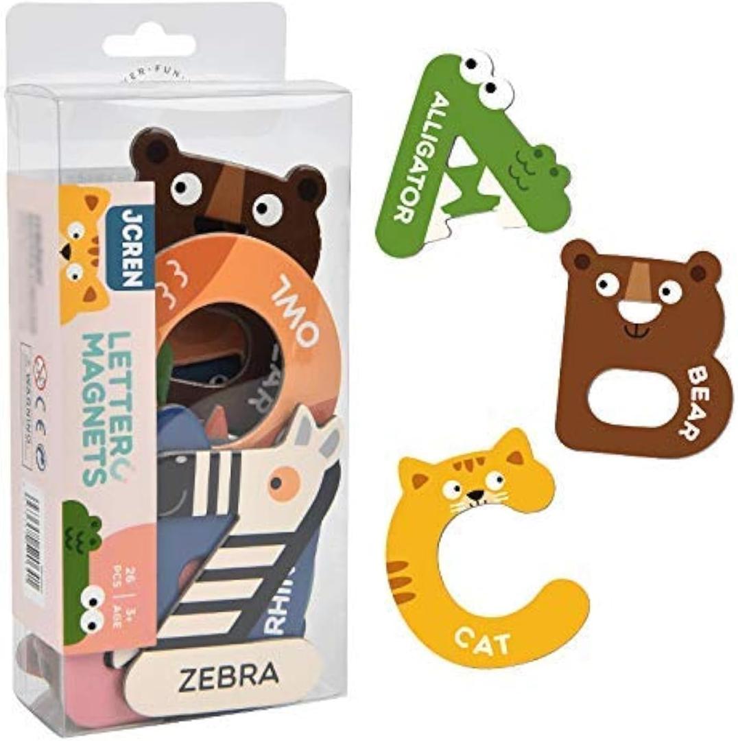 JCREN Jumbo Magnetic Letters Animals Alphabet Toys,Fridge Magnets Stick Large ABC Alphabet Uppercase Toy Set Preschool Learning Spelling Refrigerator Gift for 3 4 5 Year Old Toddler Kids Boys Girls