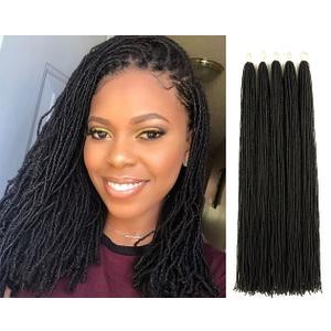 GUOHUI Micro Faux Locs Crochet Hair, 36 Inch 5 Packs Color Natural Black DIY Braids Straight Styles (36",1B)