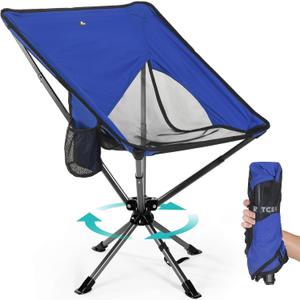 Swivel Portable Chair - Small Compact Collapsible Folding Chairs for Adults, Setup in 8 Seconds, Lightweight Outdoor Backpack Chair for Camping, Travel, Hiking, Beach, Support 300 LBS (Blue)