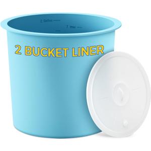 2 Gallon with Lid Reusable Silicone Bucket Pail Liner for Kitchen, Outdoor, Gardening, Camping, Thinset & Paint Food Grade, Foldable & Heat-Resistant Multi-Purpose,Blue