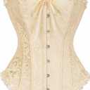 Bustier Corset Top for Women | Overbust Lace Up Waist Cincher Shapewear Lingerie (X-Small, Beige Vanilla)