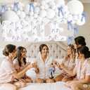 White Bride Balloons 40 inch with Ribbon Bows, Bachelorette Bride To Be Embroidered Veil, White Headpiece, Bachelorette Party Decor, Wedding Party, Engagement Party, Bridal Photo Booth