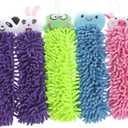 Chenille Hand Towels with Hanging Loops, Microfiber Hand Drying Towels Set for Kitchen/ Bathroom/ Kids Cute Cartoon Animal Hand Towels (5 PCS) Set