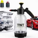 TNT Pump Sprayer 0.53 Gallon/67oz /2L Hand Powered  Car Wash, Snow Foam, Gardening with 2 Nozzles, White Color, Heavy Duty Pressure Atomizer for Detailing, Professional Home and Garden