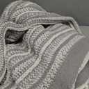 Amlie Home Striped Knit Throw Blanket for Couch, Dual-Sided Soft Chenille Decorative Blankets for Sofa & Chair, 50"x60", Gray & White