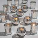 DEVI 48PCS Assorted Votive Candle Holders, Mercury Glass Candle Holder for Party,Wedding Centerpieces for Tables,Birthday Table Decor (Silver)