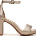 Naturalizer Women's Joy Heeled Sandals, Light Bronze Metallic Leather, 9