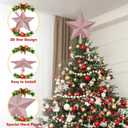 Christmas Tree Top Ornament, 10" Rose Gold Christmas Star Tree Topper, Large Xmas Glitter 3D Bethlehem Tree Topper Ornament, Waterproof Holiday Christmas Tree Topper Star for Home Indoor Outdoor