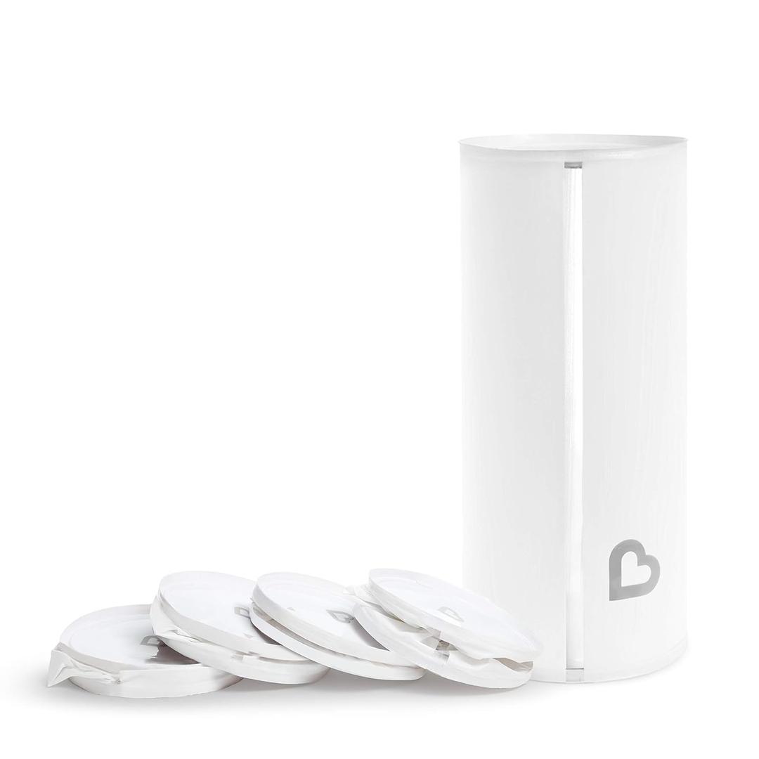 Munchkin Toss Portable Disposable Diaper Pail, Holds up to 150 Newborn Diapers, 5 Pack, White