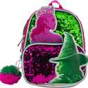 AI ACCESSORY INNOVATIONS Wicked 9 Micro Mini Backpack Purse Featuring Glinda & Elphaba 3D Character Patches, Shiney Sequins, & Pompom Dangle