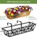 Y&M 24 Inch Railing Planter Boxes 4 Pack, Metal Hanging Balcony Planter, Adjustable Deck Railing Planter for Fence, Window Boxes Outdoor, Heavy Duty Flower Box for Porch Rail, 24" x 20.5" x 7" x 5" x 4.8"