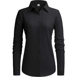 siliteelon Button Down Shirts for Women Stain Shield Long Sleeve Dress Shirts Wrinkle-Free Collared Work Office Blouses