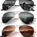 KALIYADI Classic Aviator Sunglasses for Men Women Driving Sun glasses Polarized Lens UV Blocking, 3 Piece