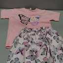 GLIGLITTR Girls Skirt Set Toddler Girl Cute Short Sleeve Butterfly T-Shirt Tops and Skirt 2 Piece Summer Outfit Clothes 6-7Y (Pink)