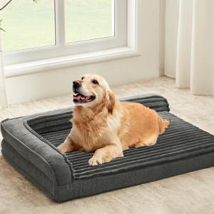 WINDRACING Orthopedic Dog Beds for Medium Dogs, Waterproof Egg Foam Dog Sofa Bed with L Bolster Sides, Washable Medium Pet Bed with Removable Cover & Non-Slip Bottom, 36 x 23 inch, Gray