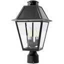 LUTEC 12513LE4-SL-Head LED Post Solar Light Outdoor, Dusk to Dawn Vintage Street Lights for Lawn Patio Yard Pathway Garden Mount (Base Not Included) (Black)