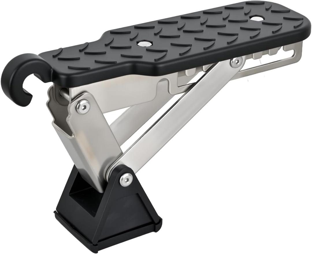 Nilight Car Door Step Universal Aluminum Latch Step for Car Roof Access Portable Folding Car Door Latch Hook Step Multi-Adjustable Both Feet Stand Pedal Max Load 500 Lbs for Truck SUV Vehicles, Black