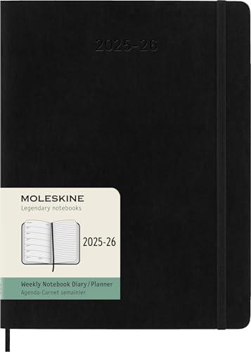 Moleskine Classic 18 Month 2025-2026 Weekly Planner, Soft Cover, XL (7.5" x 10"), Black, 208 pages
