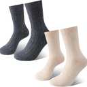 Chicingyou 2 Pairs Cozy 90% Cashmere Crew Socks for Women Men Gifts Soft Warm for Winter Home Bed Outdoor
