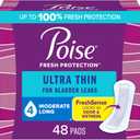 Poise Ultra Thin Incontinence Pads & Postpartum Incontinence Pads, 4 Drop Moderate Absorbency, Long Length, 48 Count, Packaging May Vary (LONG/NON-WINGED)