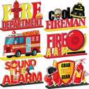 Amyhill 6 Pcs Firetruck Party Table Centerpieces Fire Truck Birthday Party Decorations Firetruck Wooden Table Sign Firefighter Fire Hat Extinguisher Fireman for Party Favors Supplies